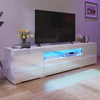 White/Black High-Gloss LED TV Stand, Fits up to 75" TV, 1-Unit