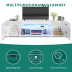 White/Black High-Gloss LED TV Stand, Fits up to 75" TV, 1-Unit