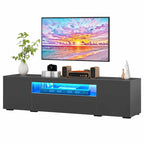 White/Black High-Gloss LED TV Stand, Fits up to 75" TV, 1-Unit