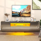 White/Black High-Gloss LED TV Stand, Fits up to 75" TV, 1-Unit