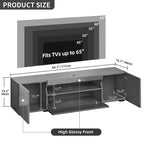 White/Black High-Gloss LED TV Stand, Fits up to 75" TV, 1-Unit