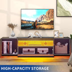 White/Black High-Gloss LED TV Stand, Fits up to 75" TV, 1-Unit