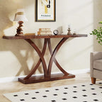 Brown Industrial Console Table, Geometric Metal Frame, Entryway / Sofa / Hallway, 1-Person Use
