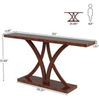 Brown Industrial Console Table, Geometric Metal Frame, Entryway / Sofa / Hallway, 1-Person Use