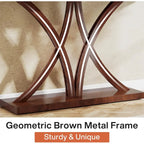 Brown Industrial Console Table, Geometric Metal Frame, Entryway / Sofa / Hallway, 1-Person Use