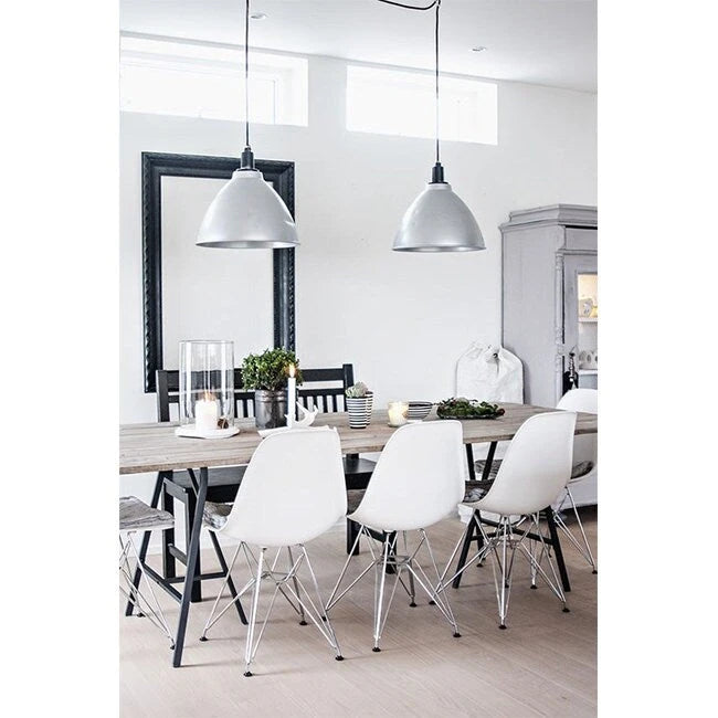 Set of 2 Armless Molded Plastic Dining Chairs with Chrome Eiffel Legs – Multi-Color