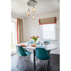 Set of 2 Armless Molded Plastic Dining Chairs with Chrome Eiffel Legs – Multi-Color