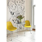 Set of 2 Armless Molded Plastic Dining Chairs with Chrome Eiffel Legs – Multi-Color