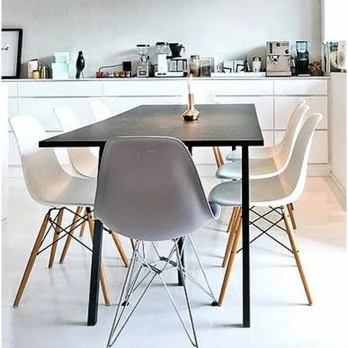 Set of 2 Armless Molded Plastic Dining Chairs with Chrome Eiffel Legs – Multi-Color