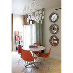 Set of 2 Armless Molded Plastic Dining Chairs with Chrome Eiffel Legs – Multi-Color