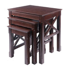 Cappuccino Solid Wood 3-Piece Nesting Side Tables with X Cross Design