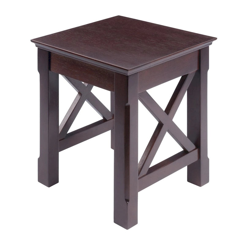 Cappuccino Solid Wood 3-Piece Nesting Side Tables with X Cross Design