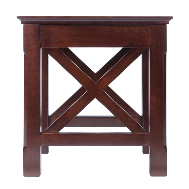 Cappuccino Solid Wood 3-Piece Nesting Side Tables with X Cross Design