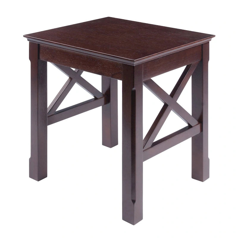 Cappuccino Solid Wood 3-Piece Nesting Side Tables with X Cross Design