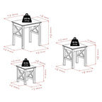 Cappuccino Solid Wood 3-Piece Nesting Side Tables with X Cross Design