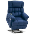 Blue / Dark Brown Power Lift Recliner Chair with Massage & Heat, Adjustable Headrest, Extended Footrest – Single Seat