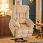MCombo Power Lift Recliner Chair with Massage, Heat, Adjustable Headrest, Extended Footrest-(PU/Fabric)