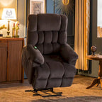 Blue / Dark Brown Power Lift Recliner Chair with Massage & Heat, Adjustable Headrest, Extended Footrest – Single Seat
