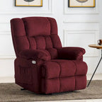 Blue / Dark Brown Power Lift Recliner Chair with Massage & Heat, Adjustable Headrest, Extended Footrest – Single Seat
