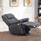 Blue / Dark Brown Power Lift Recliner Chair with Massage & Heat, Adjustable Headrest, Extended Footrest – Single Seat
