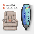 Blue / Dark Brown Power Lift Recliner Chair with Massage & Heat, Adjustable Headrest, Extended Footrest – Single Seat