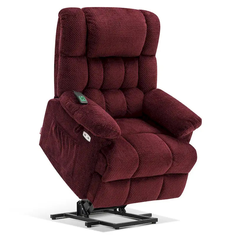 Blue / Dark Brown Power Lift Recliner Chair with Massage & Heat, Adjustable Headrest, Extended Footrest – Single Seat