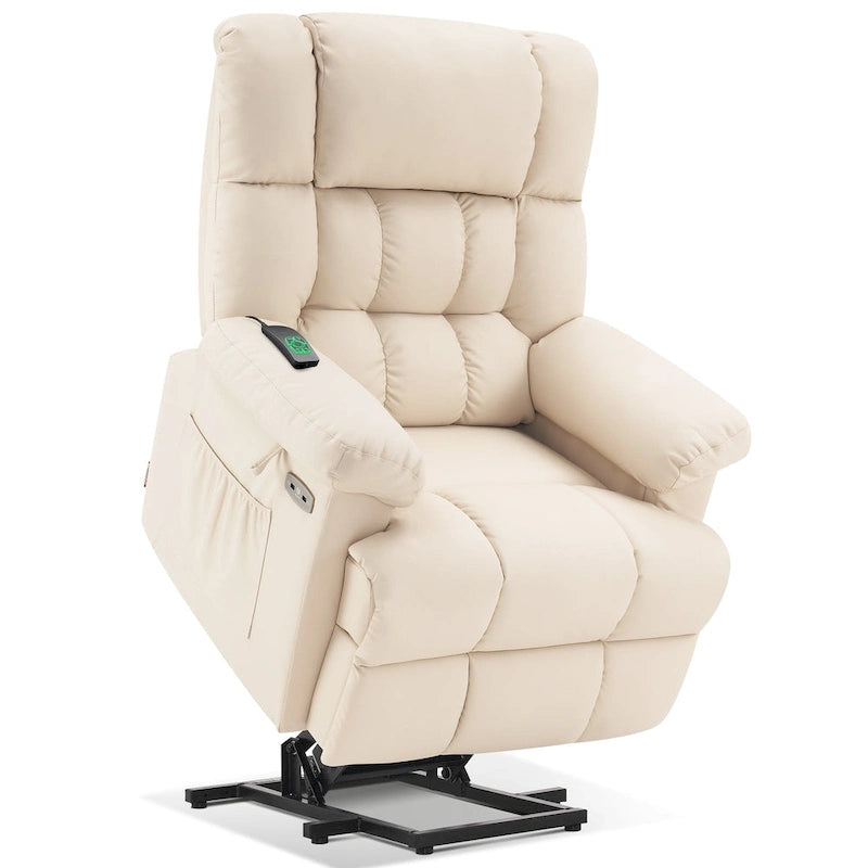 Blue / Dark Brown Power Lift Recliner Chair with Massage & Heat, Adjustable Headrest, Extended Footrest – Single Seat