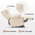 Blue / Dark Brown Power Lift Recliner Chair with Massage & Heat, Adjustable Headrest, Extended Footrest – Single Seat