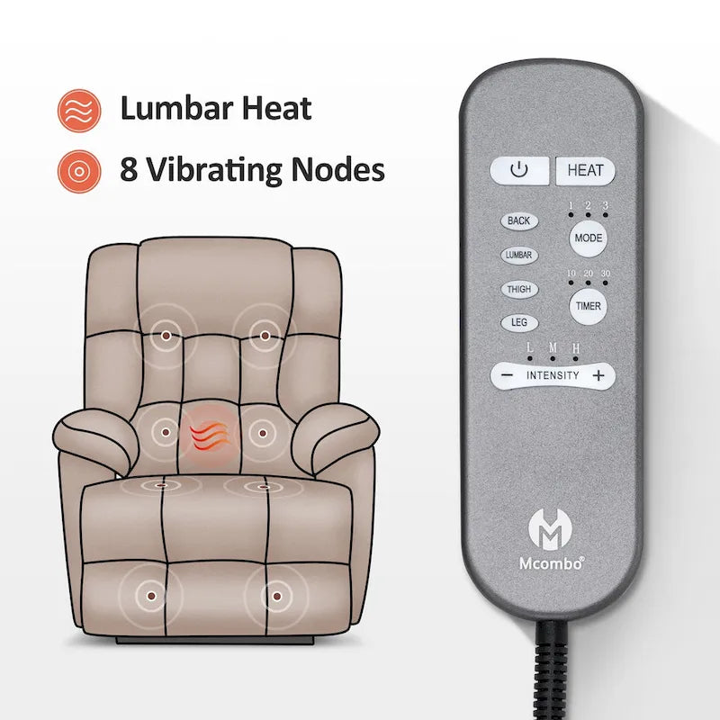 Blue / Dark Brown Power Lift Recliner Chair with Massage & Heat, Adjustable Headrest, Extended Footrest – Single Seat