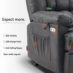 Blue / Dark Brown Power Lift Recliner Chair with Massage & Heat, Adjustable Headrest, Extended Footrest – Single Seat