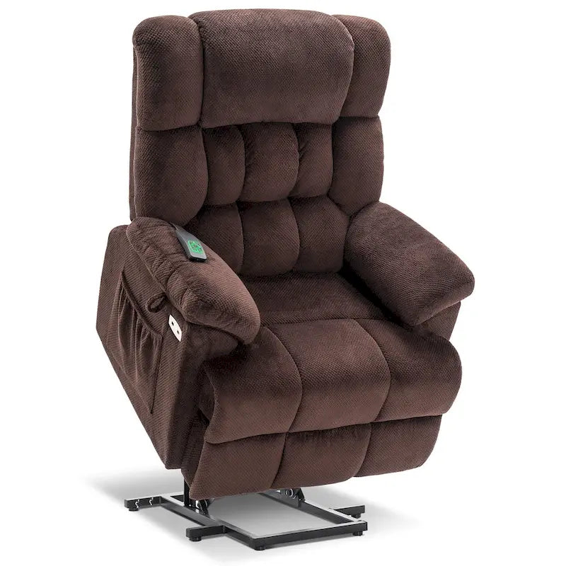 Blue / Dark Brown Power Lift Recliner Chair with Massage & Heat, Adjustable Headrest, Extended Footrest – Single Seat