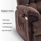 Blue / Dark Brown Power Lift Recliner Chair with Massage & Heat, Adjustable Headrest, Extended Footrest – Single Seat