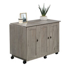 Cinnamon Cherry | Mystic Oak | Vintage Oak | Soft White Rolling Sewing & Craft Table with Drop Leaf, 1-Person