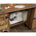 Cinnamon Cherry | Mystic Oak | Vintage Oak | Soft White Rolling Sewing & Craft Table with Drop Leaf, 1-Person