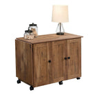 Cinnamon Cherry | Mystic Oak | Vintage Oak | Soft White Rolling Sewing & Craft Table with Drop Leaf, 1-Person