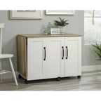 Cinnamon Cherry | Mystic Oak | Vintage Oak | Soft White Rolling Sewing & Craft Table with Drop Leaf, 1-Person