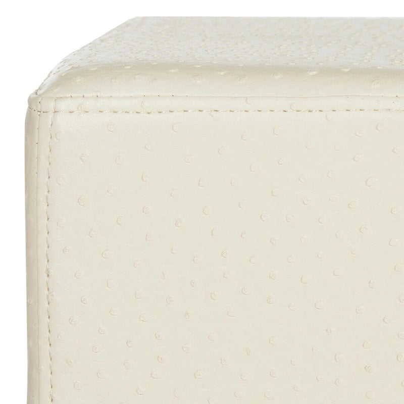 Cream/Gold & Navy/Gold Upholstered Tray Ottoman, Seats 1