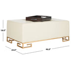 Cream/Gold & Navy/Gold Upholstered Tray Ottoman, Seats 1