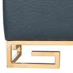 Cream/Gold & Navy/Gold Upholstered Tray Ottoman, Seats 1