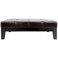Brown / Red / Off White / Black Quilted Faux Leather Ottoman, 1-Seat