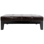 Brown / Red / Off White / Black Quilted Faux Leather Ottoman, 1-Seat