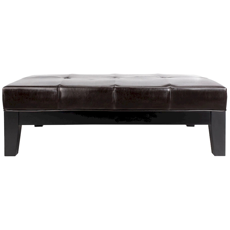 Brown / Red / Off White / Black Quilted Faux Leather Ottoman, 1-Seat
