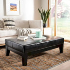 Brown / Red / Off White / Black Quilted Faux Leather Ottoman, 1-Seat