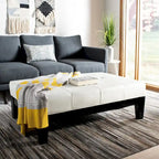 Brown / Red / Off White / Black Quilted Faux Leather Ottoman, 1-Seat