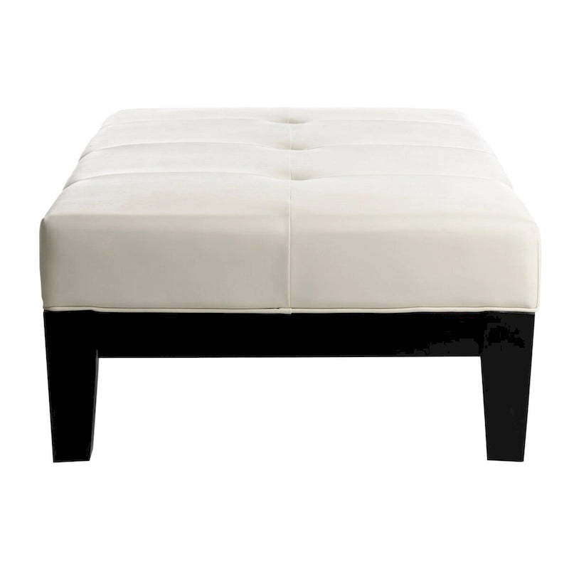 Brown / Red / Off White / Black Quilted Faux Leather Ottoman, 1-Seat