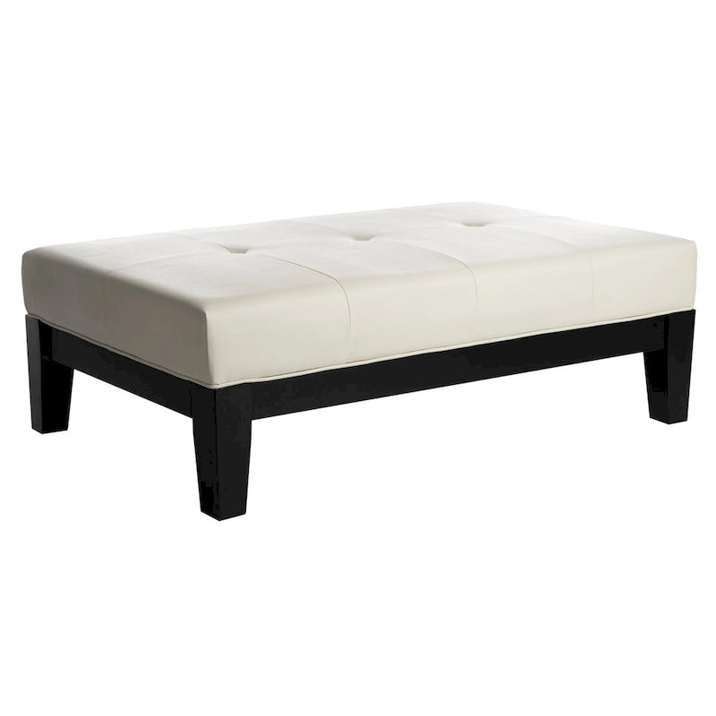 Brown / Red / Off White / Black Quilted Faux Leather Ottoman, 1-Seat