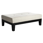 Brown / Red / Off White / Black Quilted Faux Leather Ottoman, 1-Seat
