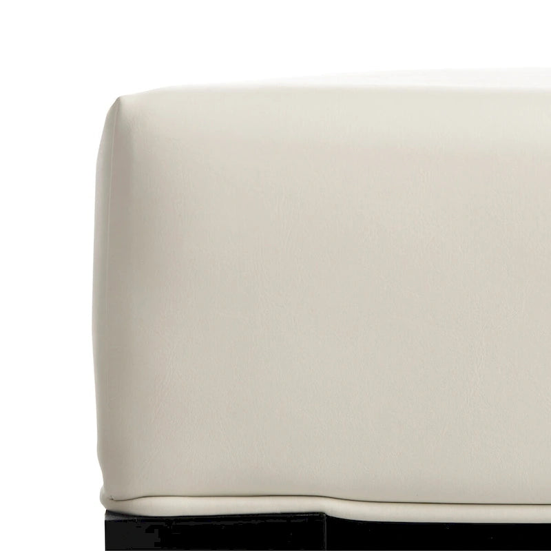 Brown / Red / Off White / Black Quilted Faux Leather Ottoman, 1-Seat