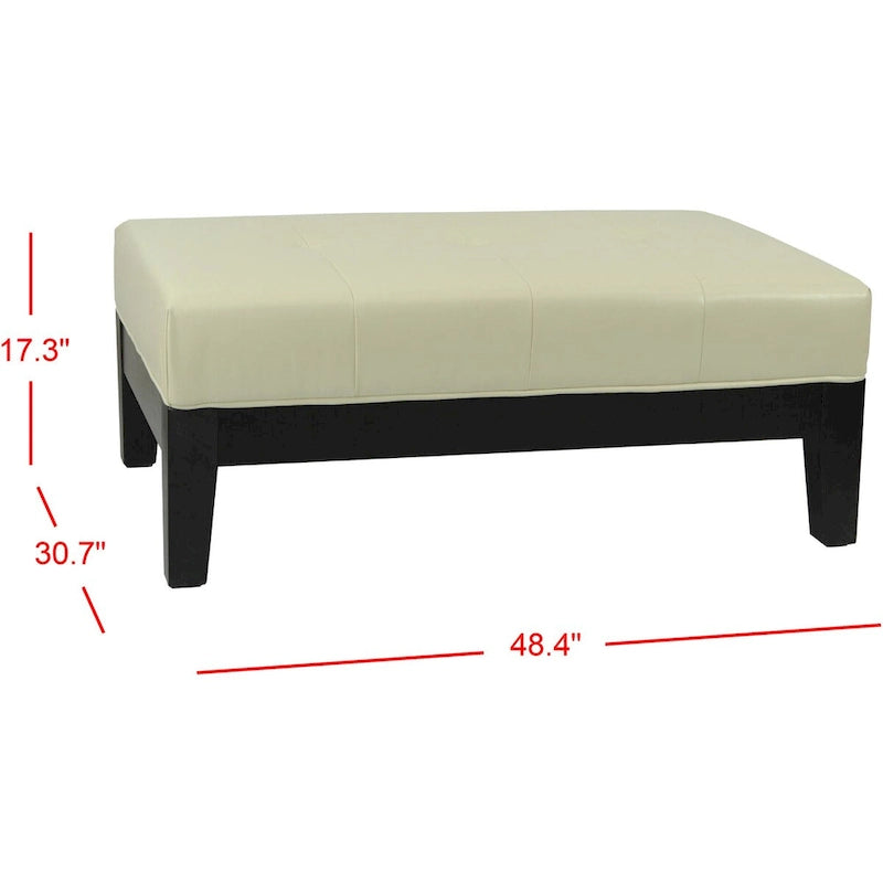 Brown / Red / Off White / Black Quilted Faux Leather Ottoman, 1-Seat