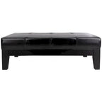 Brown / Red / Off White / Black Quilted Faux Leather Ottoman, 1-Seat